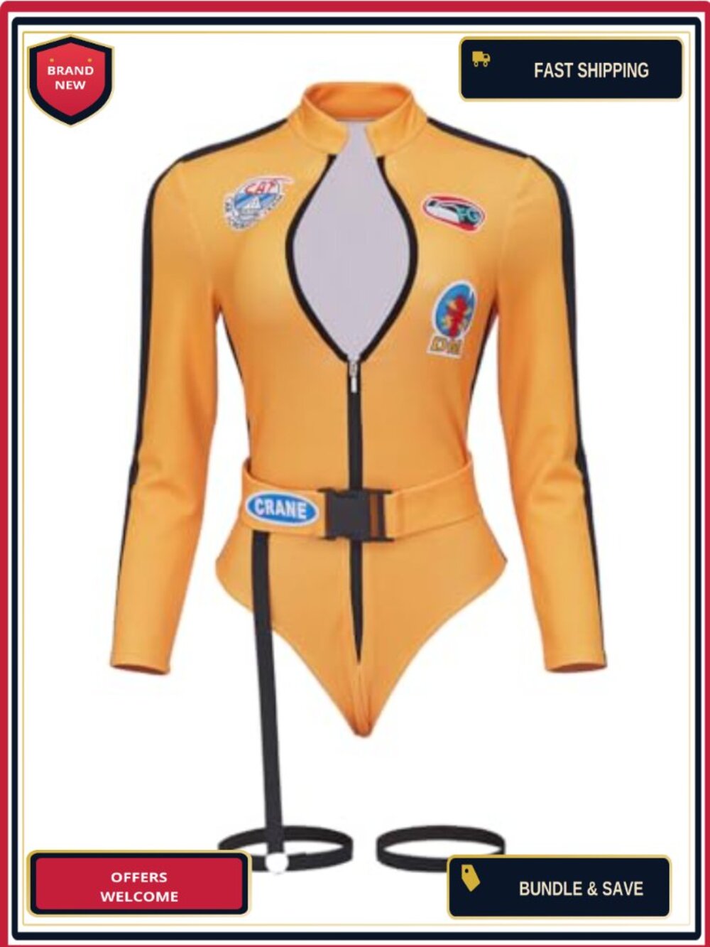 Saniplaycos Women's Polyester Kill Bill Bride Cosplay Jumpsuit Bodysuit Costume